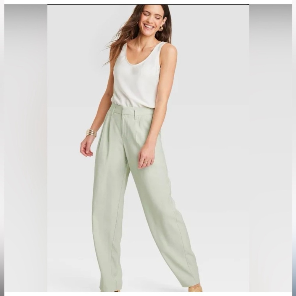 Women's Light Green Linen Trouser Pants